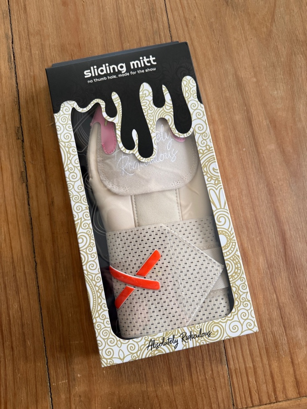Sliding Mitt - “Standard” Sizr - Cream with Pink Drip